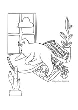 Load image into Gallery viewer, Coloriage gratuit / &quot;Cat and Sun &quot;
